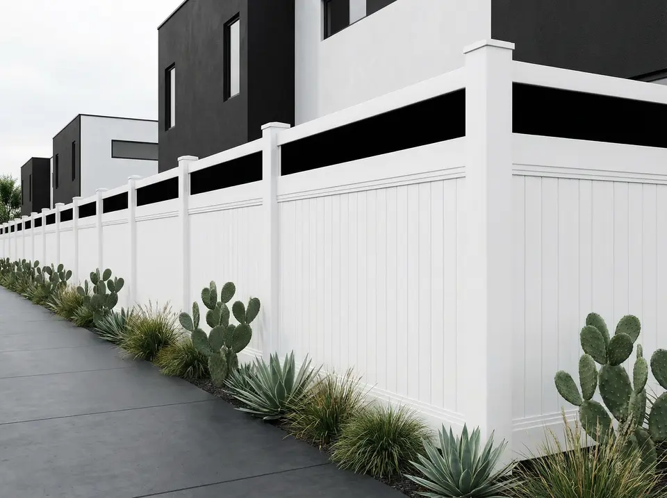 Close-up of premium vinyl fence panel construction